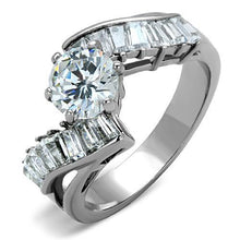 Load image into Gallery viewer, TK1533 - High polished (no plating) Stainless Steel Ring with AAA Grade CZ  in Clear