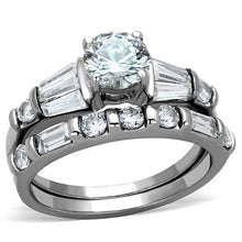 Load image into Gallery viewer, TK1535 - High polished (no plating) Stainless Steel Ring with AAA Grade CZ  in Clear