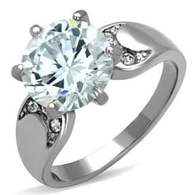 Load image into Gallery viewer, TK1536 - High polished (no plating) Stainless Steel Ring with AAA Grade CZ  in Clear