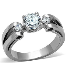 Load image into Gallery viewer, TK1537 - High polished (no plating) Stainless Steel Ring with AAA Grade CZ  in Clear