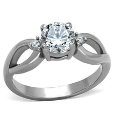 Load image into Gallery viewer, TK1539 - High polished (no plating) Stainless Steel Ring with AAA Grade CZ  in Clear