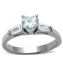 Load image into Gallery viewer, TK1541 - High polished (no plating) Stainless Steel Ring with AAA Grade CZ  in Clear