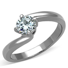 Load image into Gallery viewer, TK1543 - High polished (no plating) Stainless Steel Ring with AAA Grade CZ  in Clear