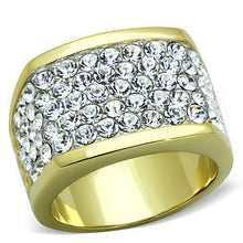 Load image into Gallery viewer, TK1545 - Two-Tone IP Gold (Ion Plating) Stainless Steel Ring with Top Grade Crystal  in Clear