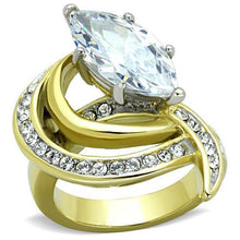 Load image into Gallery viewer, TK1546 - Two-Tone IP Gold (Ion Plating) Stainless Steel Ring with AAA Grade CZ  in Clear