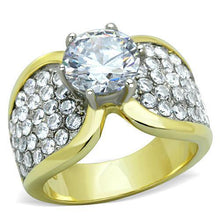 Load image into Gallery viewer, TK1547 - Two-Tone IP Gold (Ion Plating) Stainless Steel Ring with AAA Grade CZ  in Clear