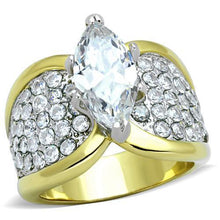 Load image into Gallery viewer, TK1548 - Two-Tone IP Gold (Ion Plating) Stainless Steel Ring with AAA Grade CZ  in Clear