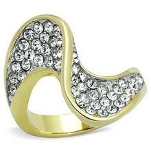 Load image into Gallery viewer, TK1549 - Two-Tone IP Gold (Ion Plating) Stainless Steel Ring with Top Grade Crystal  in Clear