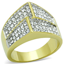 Load image into Gallery viewer, TK1550 - Two-Tone IP Gold (Ion Plating) Stainless Steel Ring with Top Grade Crystal  in Clear