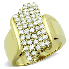 Load image into Gallery viewer, TK1554 - IP Gold(Ion Plating) Stainless Steel Ring with AAA Grade CZ  in Clear