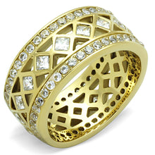 Load image into Gallery viewer, TK1558 - IP Gold(Ion Plating) Stainless Steel Ring with AAA Grade CZ  in Clear