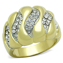 Load image into Gallery viewer, TK1559 - Two-Tone IP Gold (Ion Plating) Stainless Steel Ring with Top Grade Crystal  in Clear