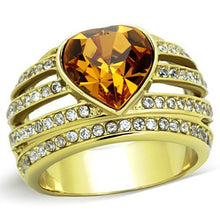 Load image into Gallery viewer, TK1563 - IP Gold(Ion Plating) Stainless Steel Ring with Top Grade Crystal  in Topaz