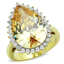 Load image into Gallery viewer, TK1564 - Two-Tone IP Gold (Ion Plating) Stainless Steel Ring with AAA Grade CZ  in Champagne