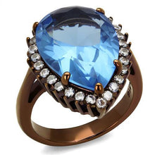 Load image into Gallery viewer, TK1564LC - IP Coffee light Stainless Steel Ring with Top Grade Crystal  in Light Sapphire