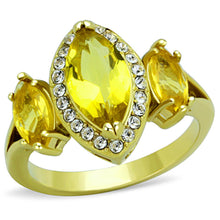 Load image into Gallery viewer, TK1578 - IP Gold(Ion Plating) Stainless Steel Ring with Synthetic Synthetic Glass in Topaz