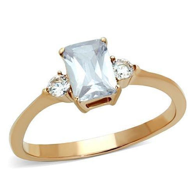 TK1589 - IP Rose Gold(Ion Plating) Stainless Steel Ring with AAA Grade CZ  in Clear