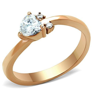 TK1591 - IP Rose Gold(Ion Plating) Stainless Steel Ring with AAA Grade CZ  in Clear