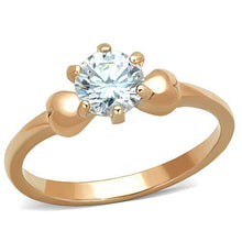 Load image into Gallery viewer, TK1596 - IP Rose Gold(Ion Plating) Stainless Steel Ring with AAA Grade CZ  in Clear