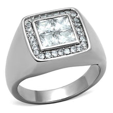 Load image into Gallery viewer, TK1608 - High polished (no plating) Stainless Steel Ring with AAA Grade CZ  in Clear