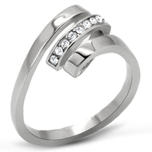 Load image into Gallery viewer, TK161 - High polished (no plating) Stainless Steel Ring with Top Grade Crystal  in Clear