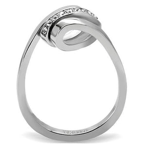 TK161 - High polished (no plating) Stainless Steel Ring with Top Grade Crystal  in Clear