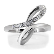 Load image into Gallery viewer, TK162 - High polished (no plating) Stainless Steel Ring with Top Grade Crystal  in Clear