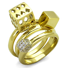 Load image into Gallery viewer, TK1630 - IP Gold(Ion Plating) Stainless Steel Ring with AAA Grade CZ  in Clear