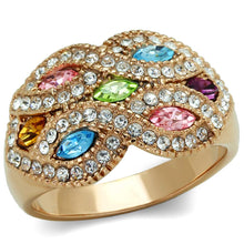 Load image into Gallery viewer, TK1632 - IP Rose Gold(Ion Plating) Stainless Steel Ring with Top Grade Crystal  in Multi Color