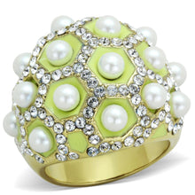 Load image into Gallery viewer, TK1636 - IP Gold(Ion Plating) Stainless Steel Ring with Synthetic Pearl in White