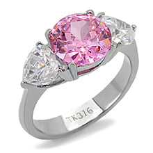 Load image into Gallery viewer, TK164 - High polished (no plating) Stainless Steel Ring with AAA Grade CZ  in Rose