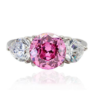 TK164 - High polished (no plating) Stainless Steel Ring with AAA Grade CZ  in Rose