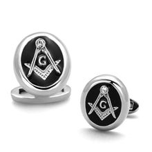 Load image into Gallery viewer, TK1652 - High polished (no plating) Stainless Steel Cufflink with Top Grade Crystal  in Clear