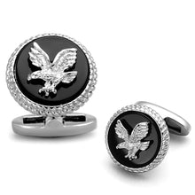 Load image into Gallery viewer, TK1658 - High polished (no plating) Stainless Steel Cufflink with Epoxy  in Jet