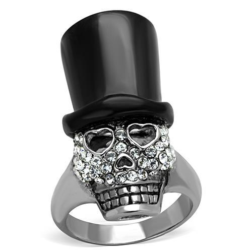 TK1662 - Two-Tone IP Black Stainless Steel Ring with Top Grade Crystal  in Clear