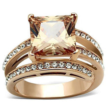 Load image into Gallery viewer, TK1665 - IP Rose Gold(Ion Plating) Stainless Steel Ring with AAA Grade CZ  in Champagne