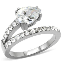 Load image into Gallery viewer, TK166 - High polished (no plating) Stainless Steel Ring with AAA Grade CZ  in Clear