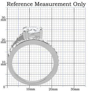 TK166 - High polished (no plating) Stainless Steel Ring with AAA Grade CZ  in Clear