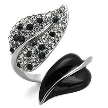 Load image into Gallery viewer, TK1678 - High polished (no plating) Stainless Steel Ring with Top Grade Crystal  in Jet