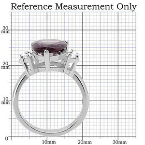 TK167 - High polished (no plating) Stainless Steel Ring with Synthetic Synthetic Glass in Amethyst