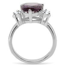 Load image into Gallery viewer, TK167 - High polished (no plating) Stainless Steel Ring with Synthetic Synthetic Glass in Amethyst