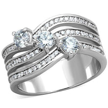 Load image into Gallery viewer, TK1683 - High polished (no plating) Stainless Steel Ring with AAA Grade CZ  in Clear