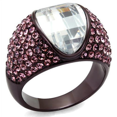 TK1692DC - IP Dark Brown (IP coffee) Stainless Steel Ring with AAA Grade CZ  in Clear