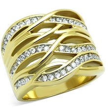 Load image into Gallery viewer, TK1699 - Two-Tone IP Gold (Ion Plating) Stainless Steel Ring with AAA Grade CZ  in Clear