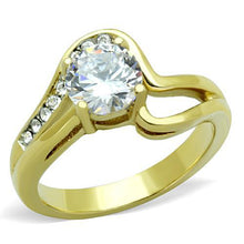 Load image into Gallery viewer, TK1702 - Two-Tone IP Gold (Ion Plating) Stainless Steel Ring with AAA Grade CZ  in Clear