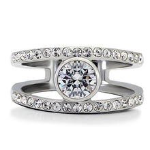 Load image into Gallery viewer, TK171 - High polished (no plating) Stainless Steel Ring with AAA Grade CZ  in Clear