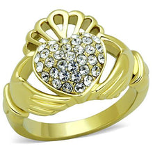 Load image into Gallery viewer, TK1724 - IP Gold(Ion Plating) Stainless Steel Ring with Top Grade Crystal  in Clear