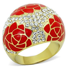 Load image into Gallery viewer, TK1728 - IP Gold(Ion Plating) Stainless Steel Ring with Top Grade Crystal  in Clear