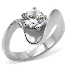 Load image into Gallery viewer, TK172 - High polished (no plating) Stainless Steel Ring with AAA Grade CZ  in Clear