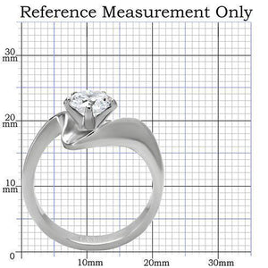 TK172 - High polished (no plating) Stainless Steel Ring with AAA Grade CZ  in Clear